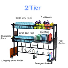 Load image into Gallery viewer, 1/2Tier Multi-use Stainless Steel Dishes Rack Dual Sink Drain Rack Adjustable Kitchen Oragnizer Rack Dish Shelf Sink Drying Rack
