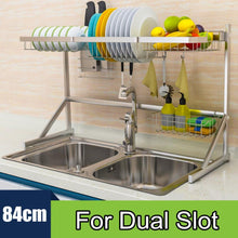 Load image into Gallery viewer, 1/2Tier Multi-use Stainless Steel Dishes Rack Dual Sink Drain Rack Adjustable Kitchen Oragnizer Rack Dish Shelf Sink Drying Rack
