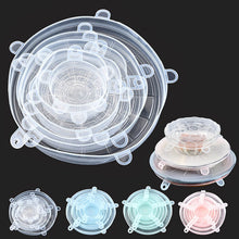 Load image into Gallery viewer, 6pcs Pot Cover Silicone Stretch Lids Durable Reusable Food Save Cover Heat Resisting Fits All Sizes and Shapes Containers
